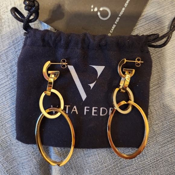 Vita Fede Cassio Earrings Gold Tone Modular Linked Hoops MSRP $388 NWT - Picture 12 of 13